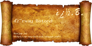 Árvay Botond névjegykártya
